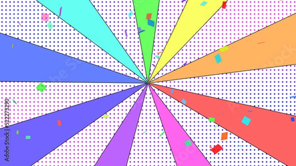 Fototapeta 放射状の背景　紙吹雪有り