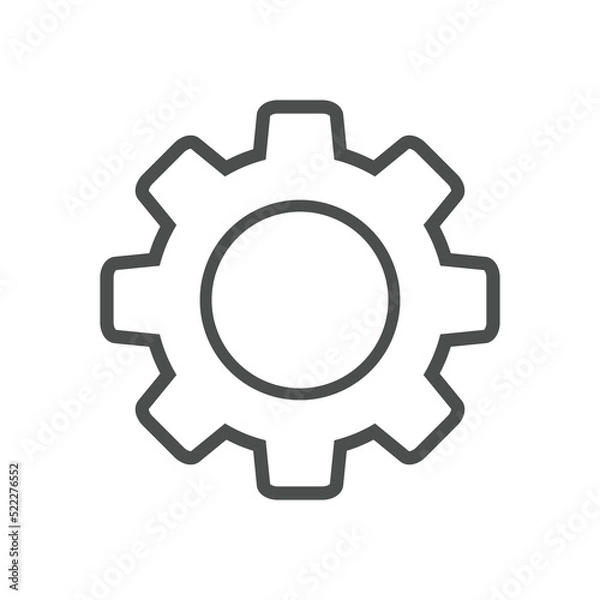Fototapeta setting/gear line icon symbol for ui, social media, website Isolated on white background.
