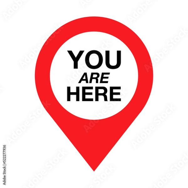 Fototapeta You Are Here Location logo. Marker location you are here illustration.