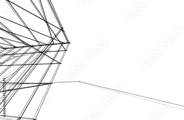 Obraz Architecture building 3d drawing vector illustration