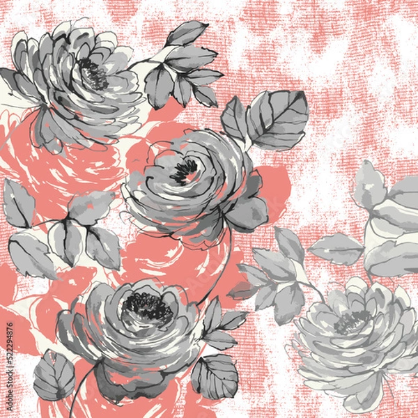 Obraz Beautiful Grey Rose with Red Shadow