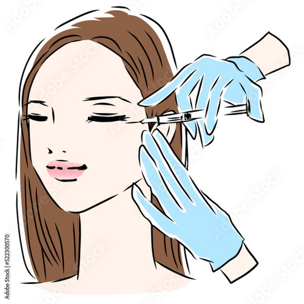 Obraz 顔に美容注射をする女性