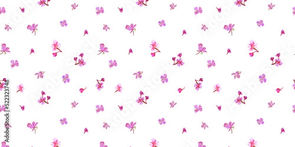 Fototapeta Digital  horizontal seamless pattern with colorful wild fireweed flower . White background.