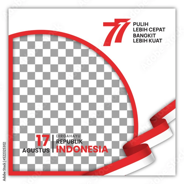 Obraz 17 Agustus 77 th Indonesian Independence Day Twibbon Template Editable