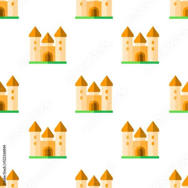 Fototapeta Single castle pattern. castle concept. flat trendy Vector seamless Pattern, background, wallpaper