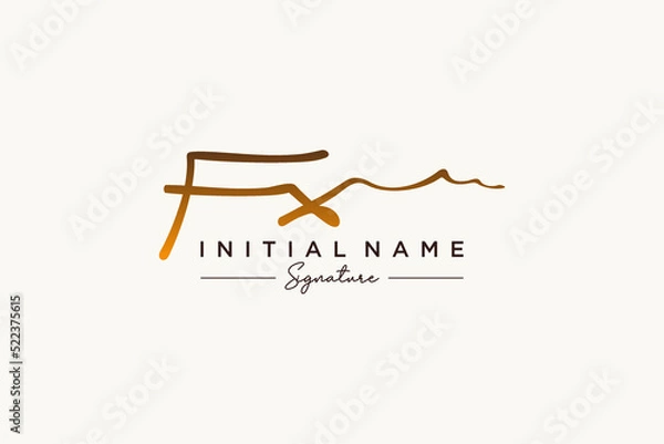 Fototapeta Initial FX signature logo template vector. Hand drawn Calligraphy lettering Vector illustration.