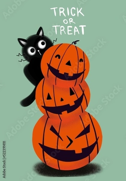 Obraz halloween cat with pumpkin