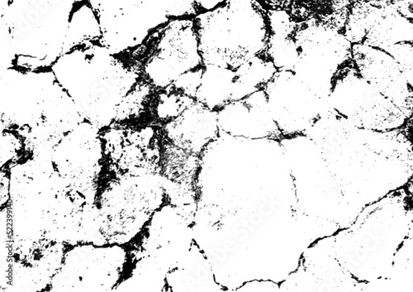 Obraz Distress grunge texture abstract background vector. Abandoned road, old dirty sidewalk. Aged cement, battered pavement. Black and white damaged footpath, crack concrete, bad condition rough wall art.
