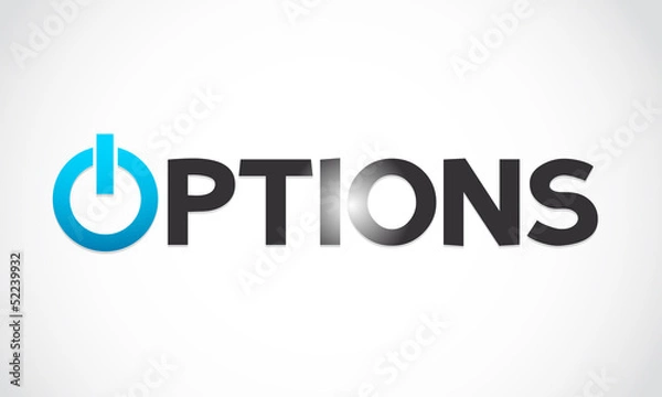Fototapeta Options word with power icon