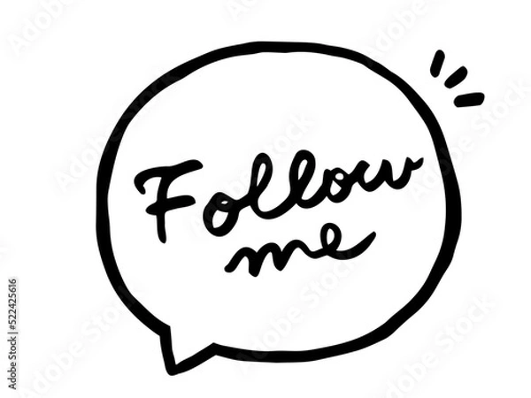 Fototapeta かわいい文字の吹き出しFollowme／手書き文字素材