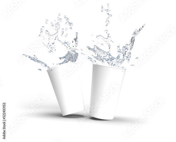 Obraz 3d rendering image of 2 cups and water splash