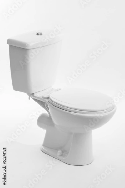 Fototapeta White toilet bowl, isolated on white