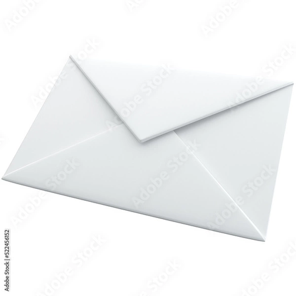 Fototapeta 3d envelope icon on white color, for UI, poster, banner, social media post. 3D rendering