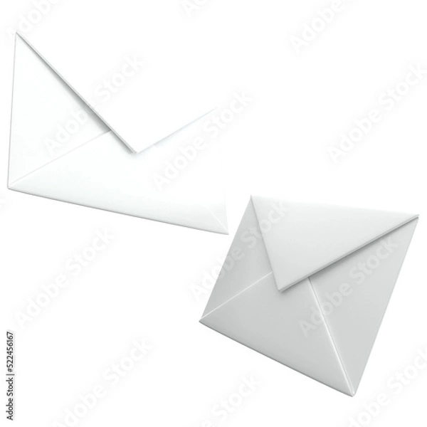 Fototapeta 3d envelope icon on white color, for UI, poster, banner, social media post. 3D rendering
