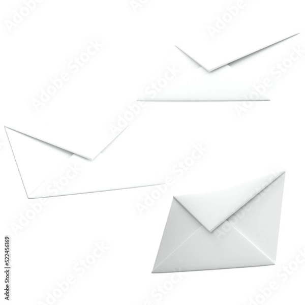 Fototapeta 3d envelope icon on white color, for UI, poster, banner, social media post. 3D rendering