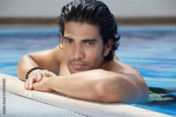 Obraz Asian man in swiming pool