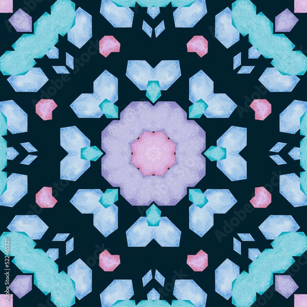 Obraz Abstract watercolor seamless pattern, cage, kaleidoscope