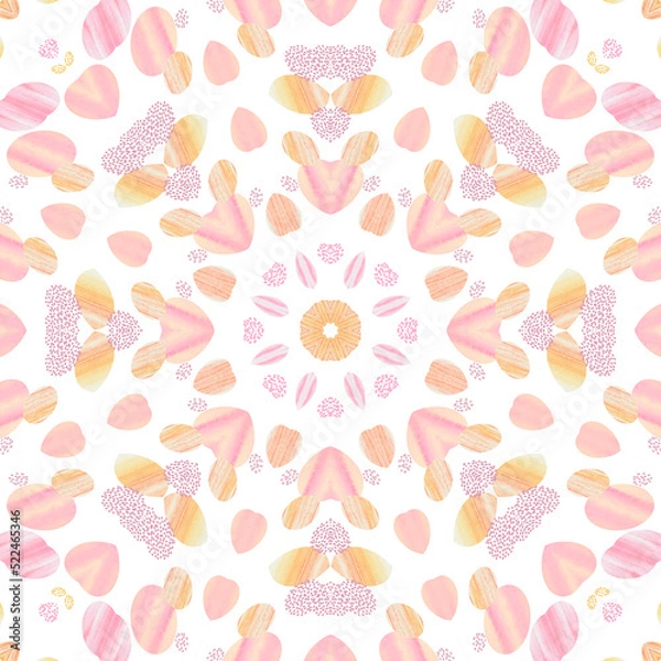 Obraz Abstract watercolor seamless pattern, cage, kaleidoscope