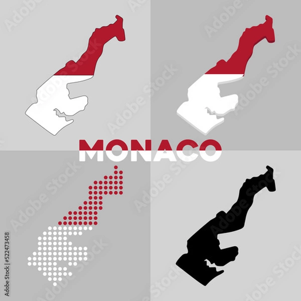 Obraz Vector map of the borders of Monaco. Flag and geography of the country of Monaco