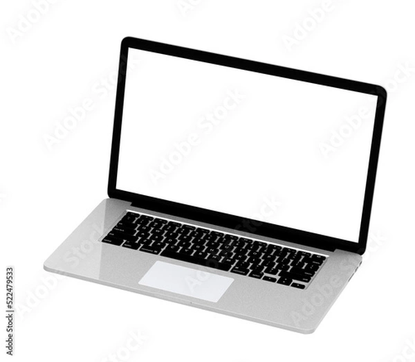 Fototapeta Modern laptop  isolated on white background with clipping path. 3D Illustration.