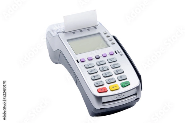 Obraz EDC machine or electronic data capture machine isolated on white background with clipping path