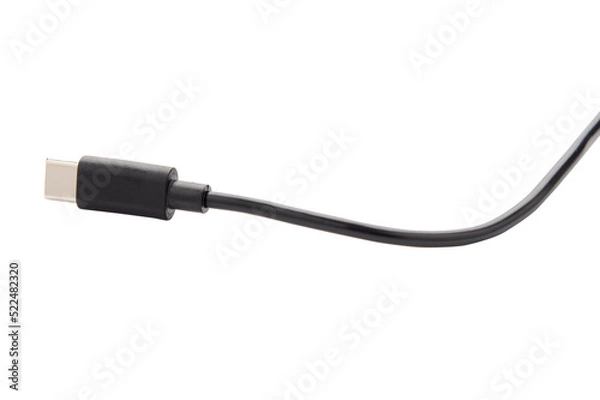 Fototapeta USB type c cable isolated on white background. with clipping path.