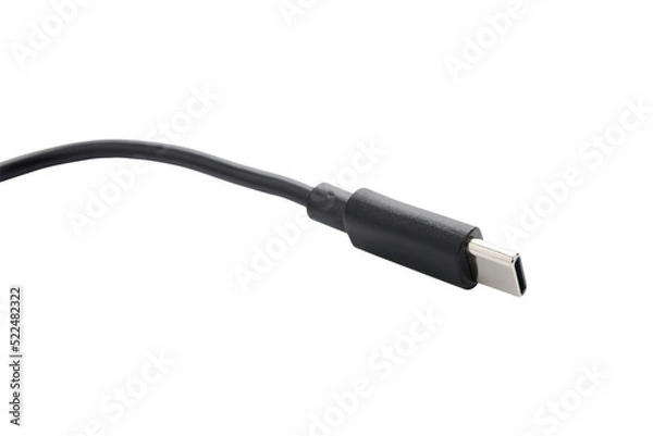 Fototapeta USB type c cable isolated on white background. with clipping path.