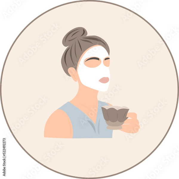 Fototapeta girl in spa with mask tender vector illustration
