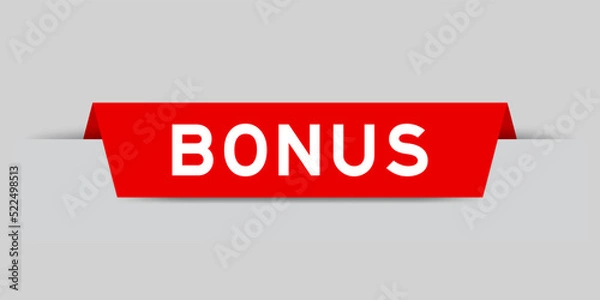 Fototapeta Red color inserted label with word bonus on gray background