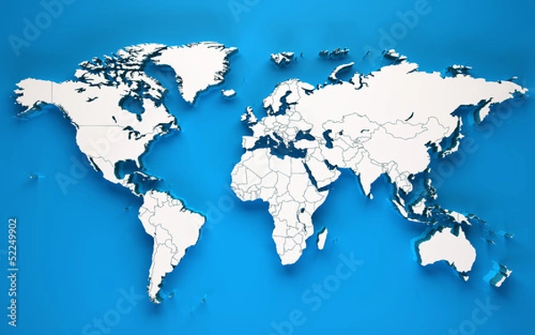 Obraz 3d world soft shadows - Blue background