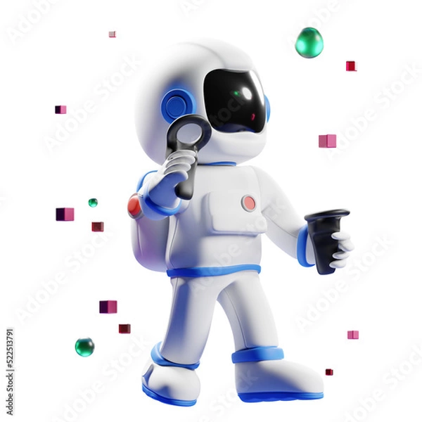 Fototapeta astronaut using vr tech