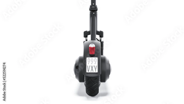 Obraz Electric scooter on white background minimalist design, dark color 3d render