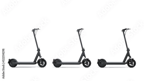 Obraz Electric scooter on white background minimalist design, dark color 3d render