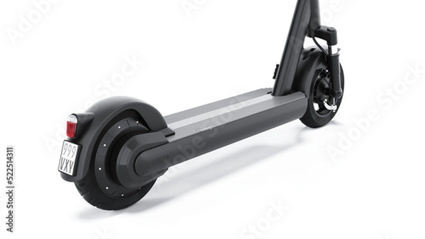Obraz Electric scooter on white background minimalist design, dark color 3d render