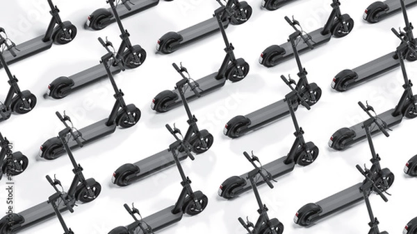 Obraz Electric scooter on white background minimalist design, dark color 3d render