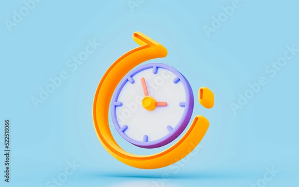 Fototapeta clock rotation sign 3d render concept for Elapsed time history in human life