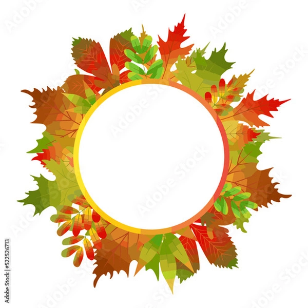 Fototapeta A text frame made of autumn leaves