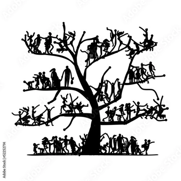 Fototapeta Tree of people, sketch for your design