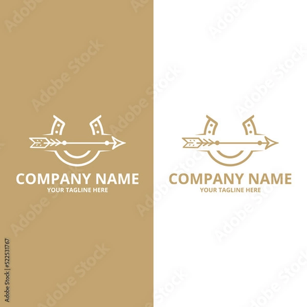 Fototapeta horseshoe or stable or blacksmith logo. Badge Vintage Horseshoe Logo Template Vector