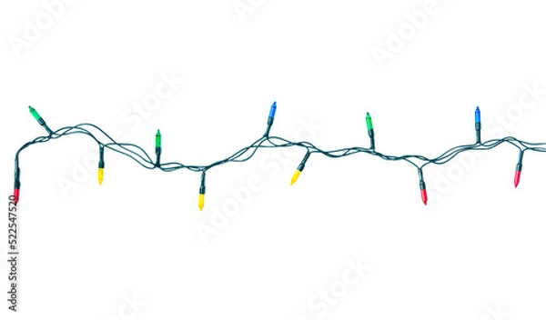 Fototapeta String of christmas lights isolated on white background With clipping path.