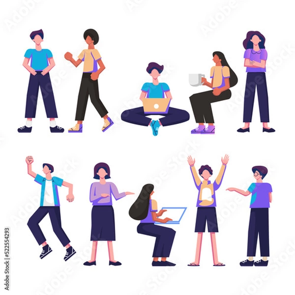 Obraz flat character color full illustration design