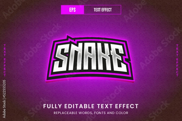 Obraz Snake 3d editable vector text effect, esport logo