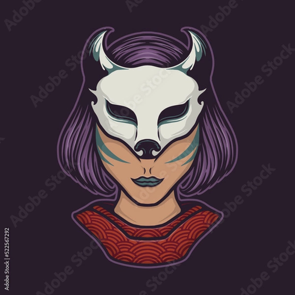 Obraz female kitsune vector face mask