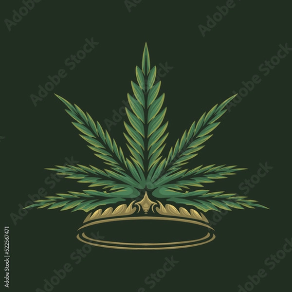 Obraz marijuana king crown green vector illustration