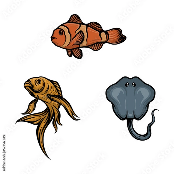 Obraz various kinds of sea fish vector design