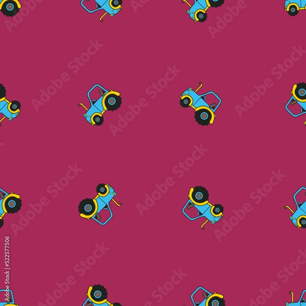 Fototapeta A small tractor on childrens clothes. Pattern