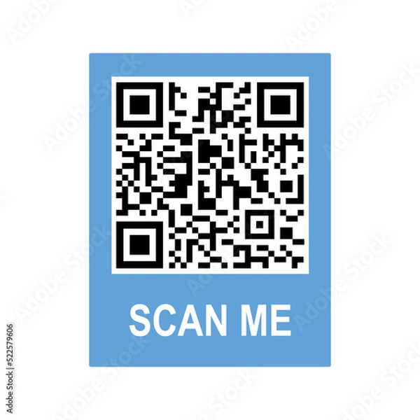 Fototapeta Scan me phone tag. Qrcode for mobile app. Isolated illustration on a white background. Cartoon style Vector illustration