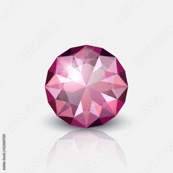 Fototapeta Vector 3d Realistic Transparent Gemstone, Diamond, Crystal, Rhinestone Icon Closeup Isolated on White. Jewerly Concept. Design Template, Clipart