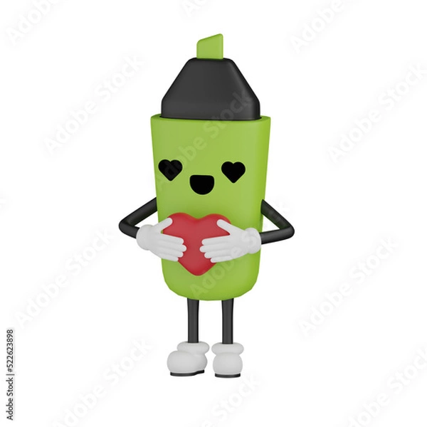 Fototapeta 3d green highlighter with expression