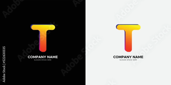 Obraz Letter T colorful gradient logo icon design template elements